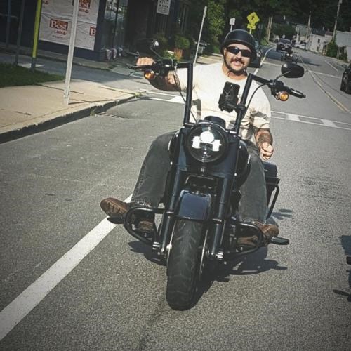 Tyler Webb riding his motorcycle